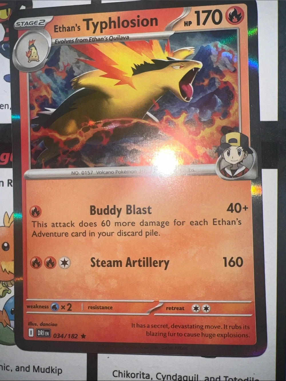 Pokemon Typhlosion Holographic Orange Fire TCG Card - Pokemon